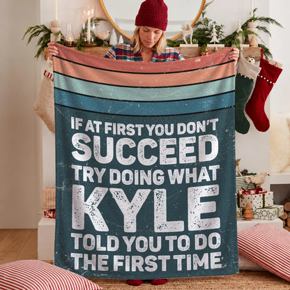 If At First You Don’t Succeed Retro Green Fleece Blanket KYLE 13K1 BK29