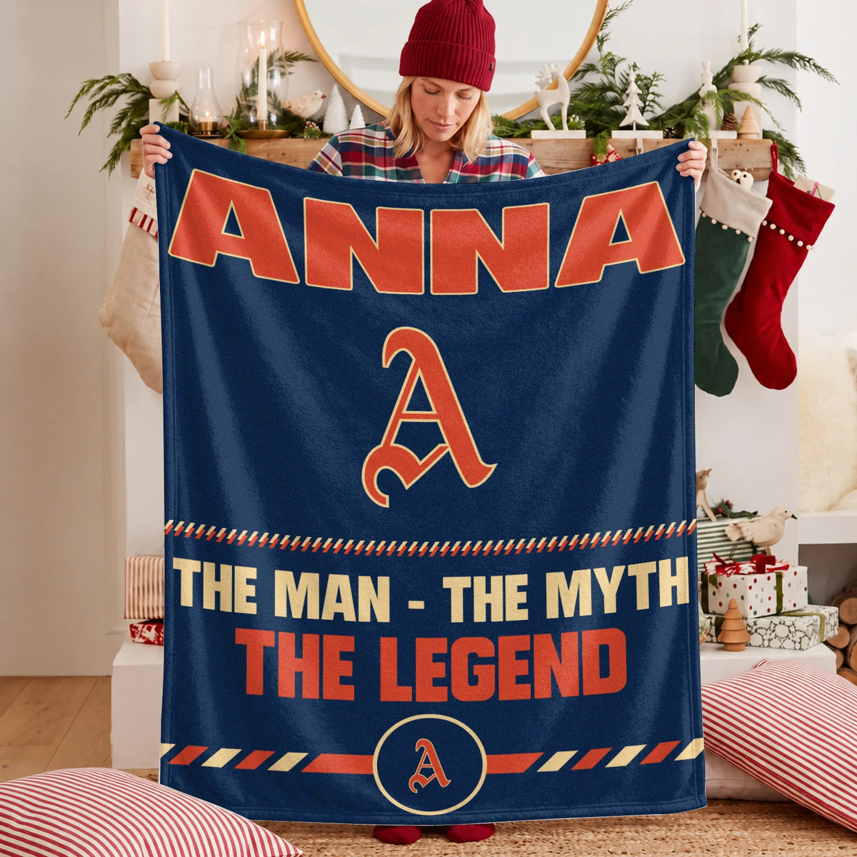 The Man The Myth The Legend Retro Fleece Blanket ANNA 13K1 BK53