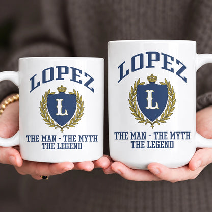 The Man The Myth The Legend Blue And Yellow Logo Mug LOPEZ 13K1 MG24