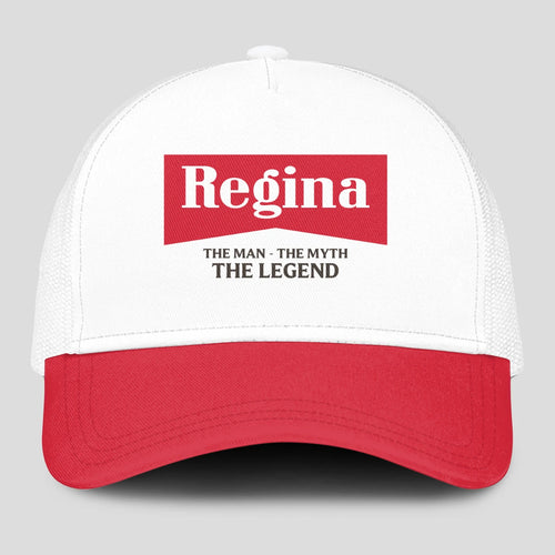 The Man The Myth The Legend Red And White Mesh Cap REGINA 13K1 C197PF