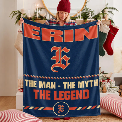 The Man The Myth The Legend Retro Fleece Blanket ERIN 13K1 BK53