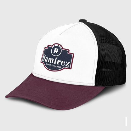 Trouble Maker Burgundy And White Funny Mesh Cap RAMIREZ 13K1 C201PF