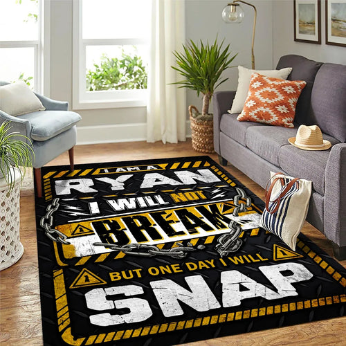 RYAN Motivational Rug – Black & Yellow Quote Carpet for Living Room 13K1-AR1