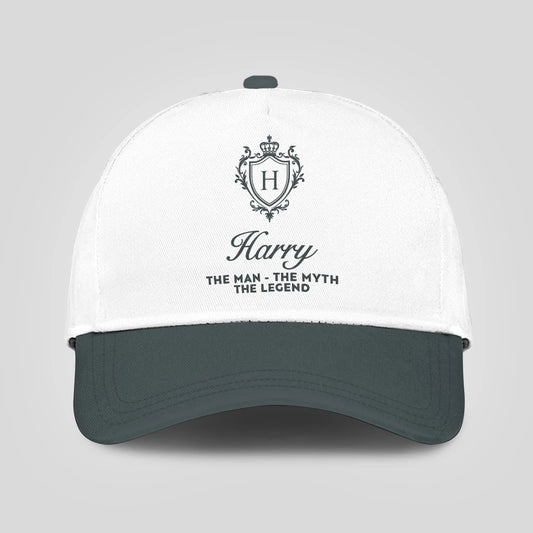 The Man The Myth The Legend Elegant Gray And White Cap HARRY 13K1 C170PF