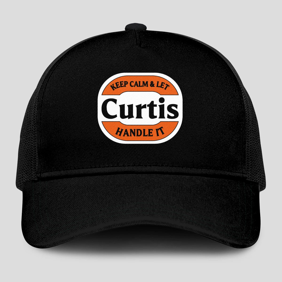 Keep Calm & Let Your Name Handle It Black Mesh Cap CURTIS 13K1 C199PF