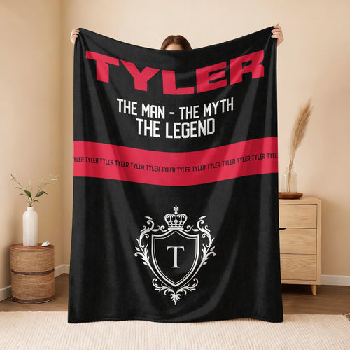 The Man The Myth The Legend Black Red Fleece Blanket TYLER 13K1 BK14