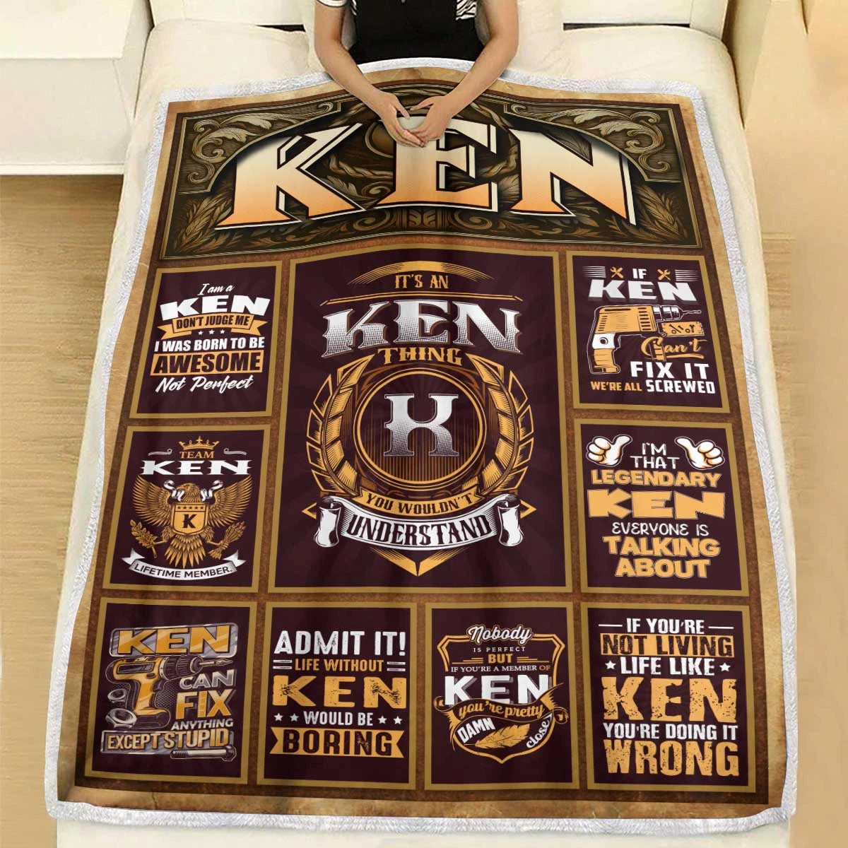 KEN Personalized Blanket | Custom Name Cozy Throw Gift 13K1-BK4