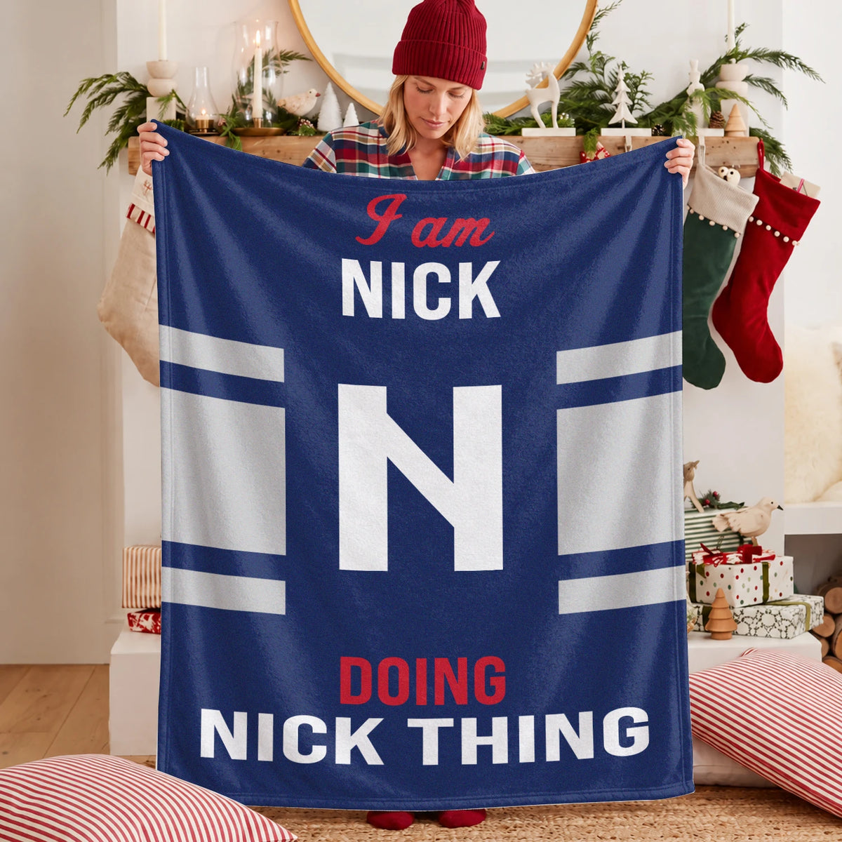 I'm Name Doing Name Things Navy Fleece Blanket NICK 13K1 BK51
