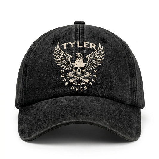 Your Name Guts Over Fear With Eagle And Skull Washed Cap TYLER 13K1 C75PF