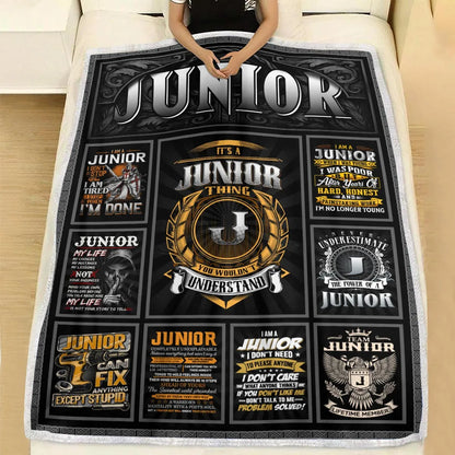 JUNIOR Personalized Blanket | Custom Name Cozy Throw Gift 13K2-BK2