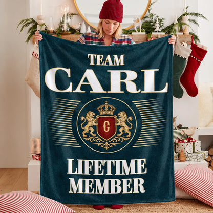 Team Your Name Lifetime Member Sage Green Fleece Blanket CARL 13K1 BK42