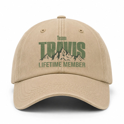 Team Your Name Lifetime Member Mountain Cap TRAVIS 13K1 C58PF