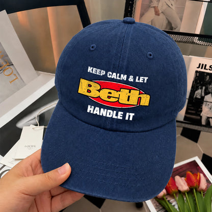 Keep Calm & Let Your Name Handle It Yellow And Red Logo Washed Cap BETH 13K1 C172PF
