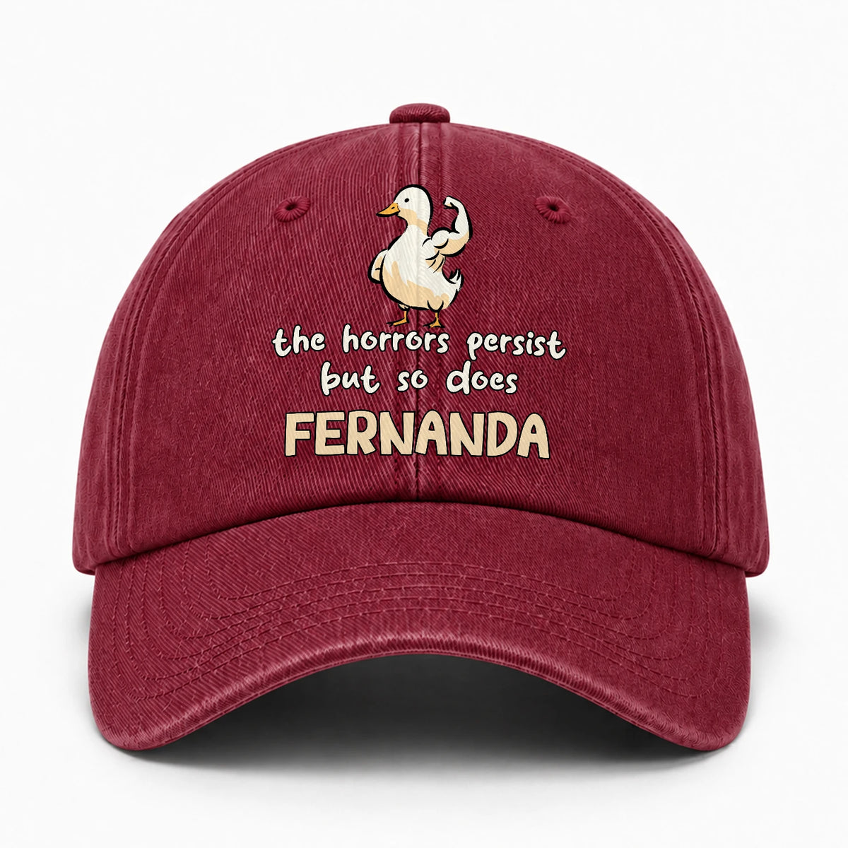 The Horrors Persist But So Does Your Name Funny Goose Burgundy Washed Cap FERNANDA 13K1 C126PF