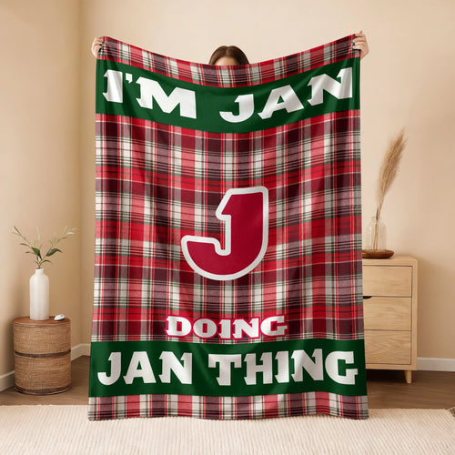 I'm Name Doing Name Things Red Plaid Fleece Blanket JAN 13K1 BK49