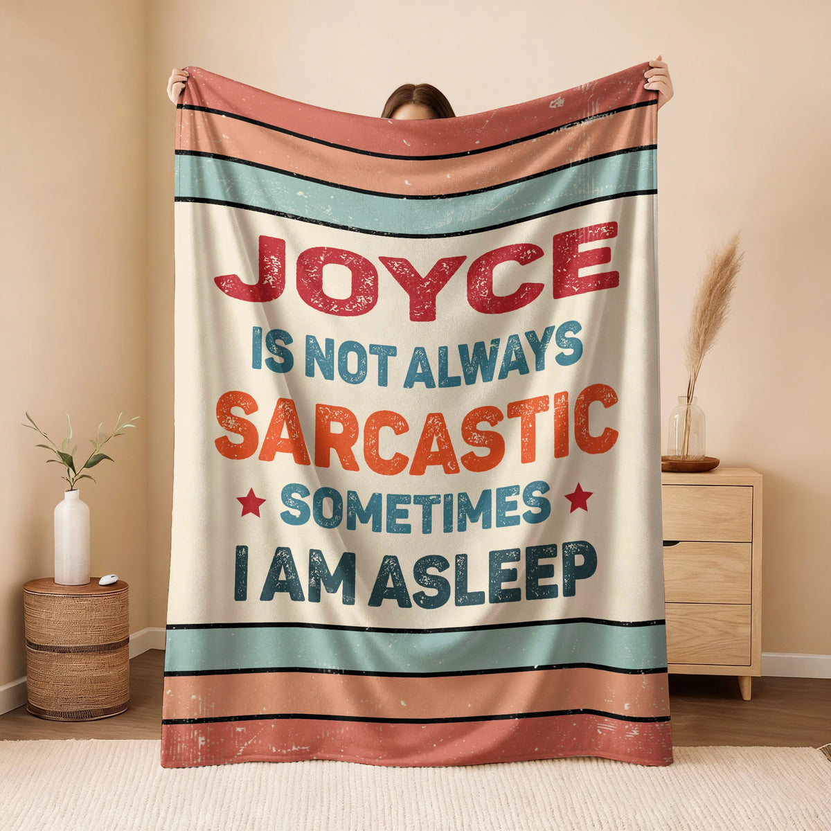 Your Name Sarcastic Funny Retro Fleece Blanket JOYCE 13K1 BK62