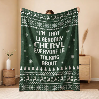 Legendary Your Name Funny Green Christmas Fleece Blanket CHERYL 13K1 BK43