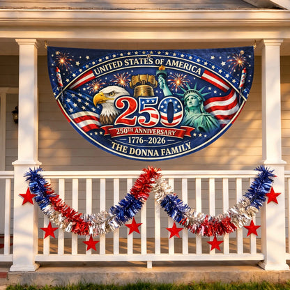 DONNA 13K1-FL1 Personalized US 250th Anniversary Family Flag