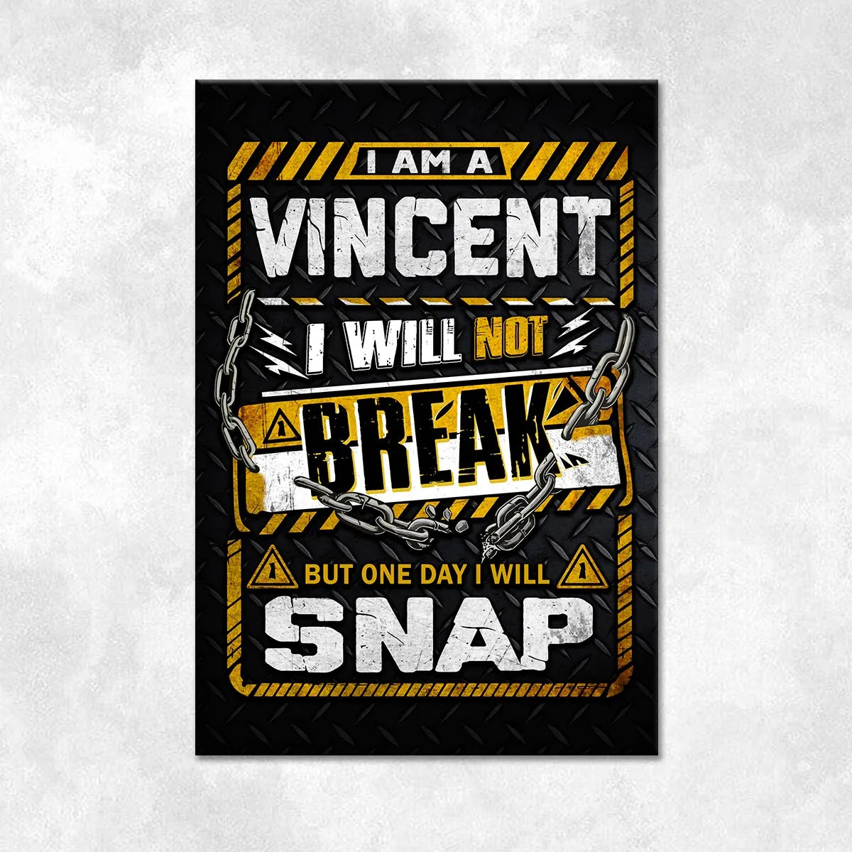 VINCENT Motivational Rug – Black & Yellow Quote Carpet for Living Room 13K1-AR1