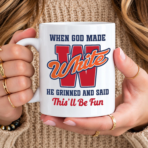 When God Made Your Name Personalized Baseball Mug WHITE 13K1 MG07