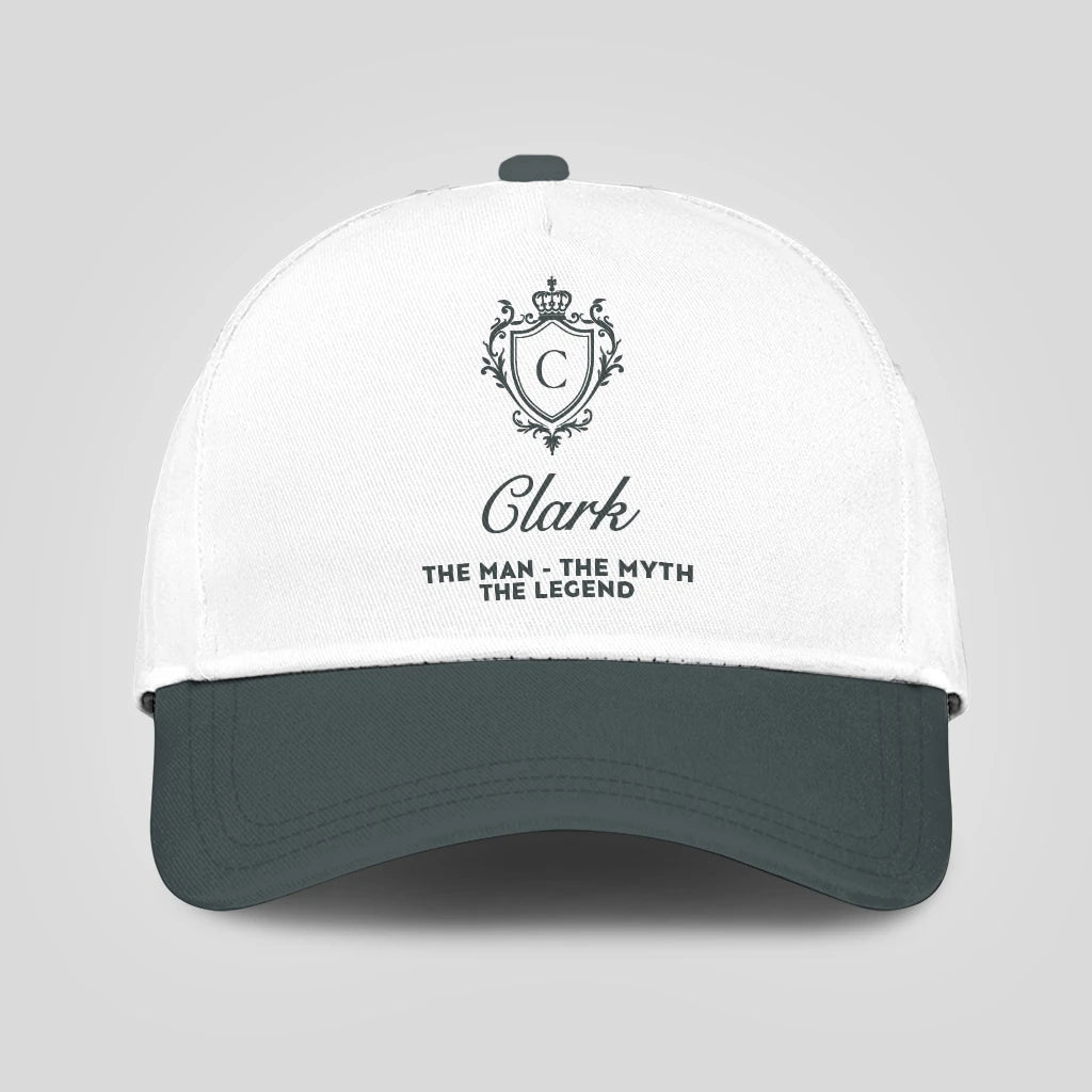 The Man The Myth The Legend Elegant Gray And White Cap CLARK 13K1 C170PF