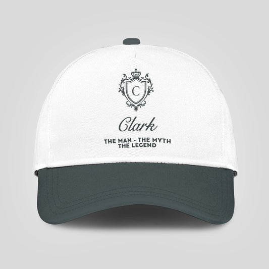 The Man The Myth The Legend Elegant Gray And White Cap CLARK 13K1 C170PF
