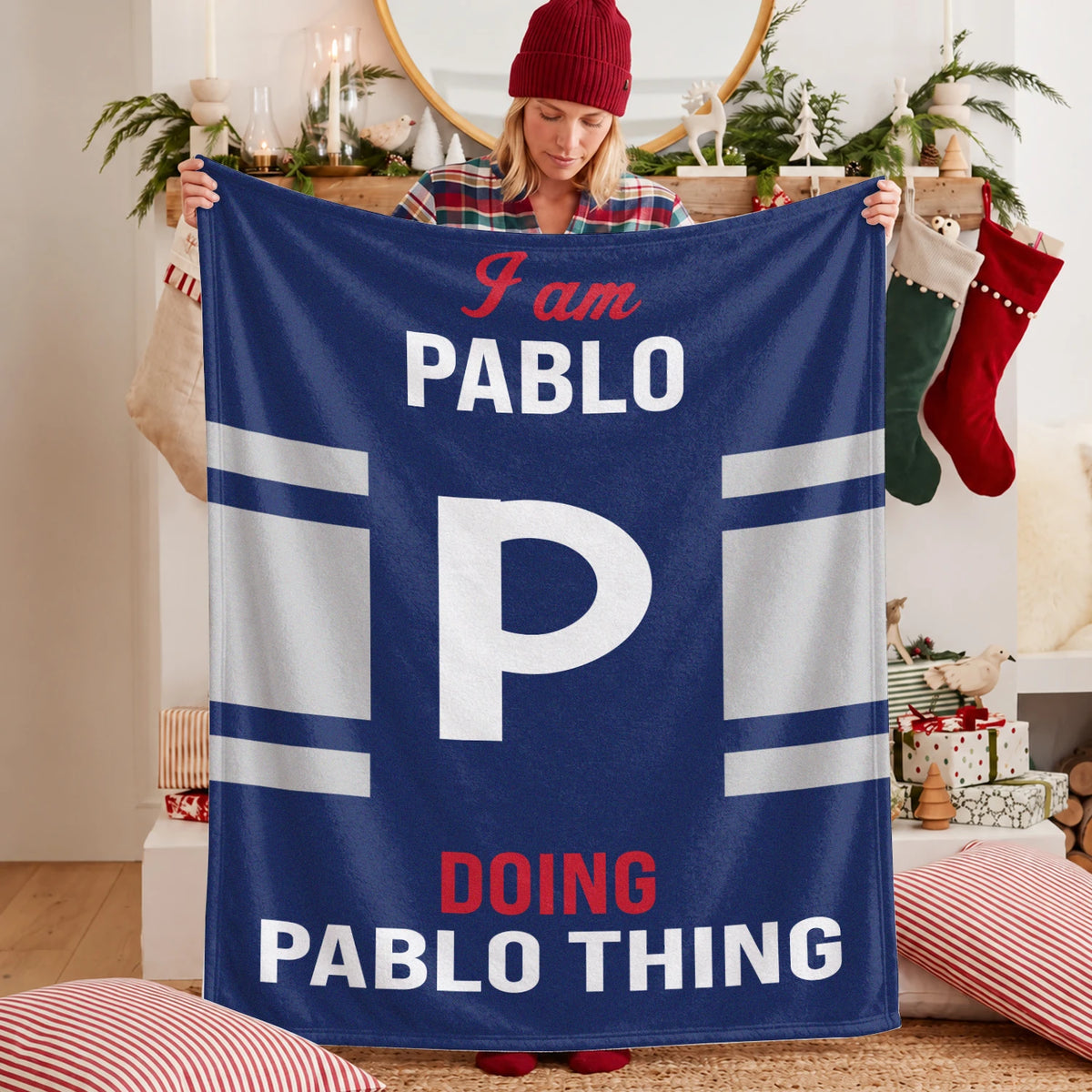 I'm Name Doing Name Things Navy Fleece Blanket PABLO 13K1 BK51