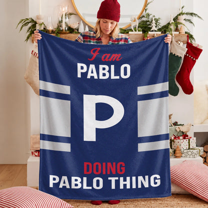 I'm Name Doing Name Things Navy Fleece Blanket PABLO 13K1 BK51