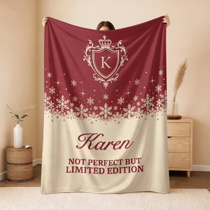 Not Perfect But Limited Edition Red Cream Christmas Fleece Blanket KAREN 13K1 BK34
