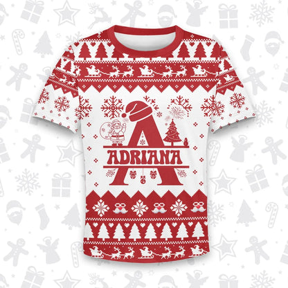 ADRIANA Personalized Christmas T-Shirt Pajama Set - Holiday Gift Outfit 13K1-CR2