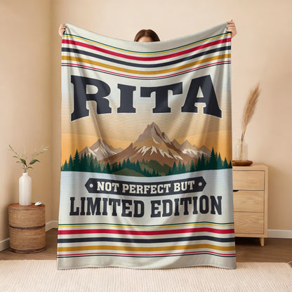 Not Perfect But Limited Edition Vintage Mountain Fleece Blanket RITA 13K1 BK45