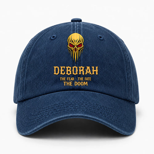 The Fear The Fate The Doom Skull Blue Washed Cap DEBORAH 13K1 C97PF