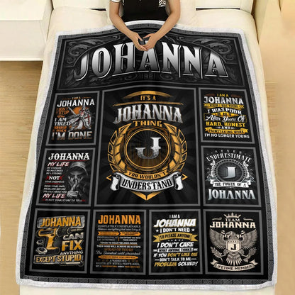JOHANNA Personalized Blanket | Custom Name Cozy Throw Gift 13K2-BK2