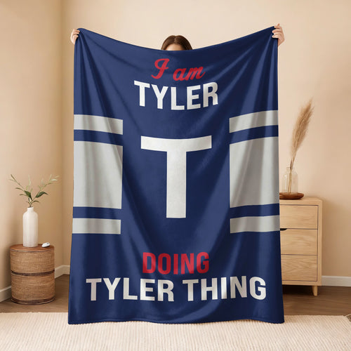 I'm Name Doing Name Things Navy Fleece Blanket TYLER 13K1 BK51