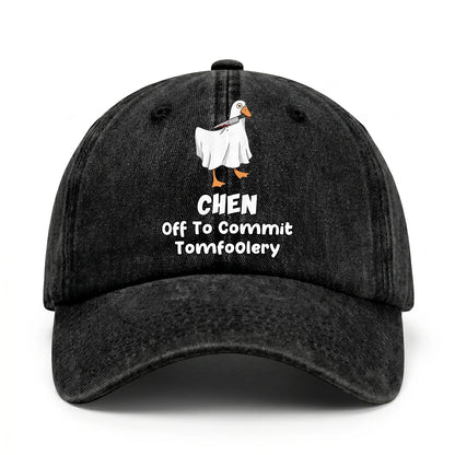 Off To Commit Tomfoolery Funny Goose Washed Cap CHEN 13K1 C131PF