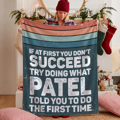 If At First You Don’t Succeed Retro Green Fleece Blanket PATEL 13K1 BK29