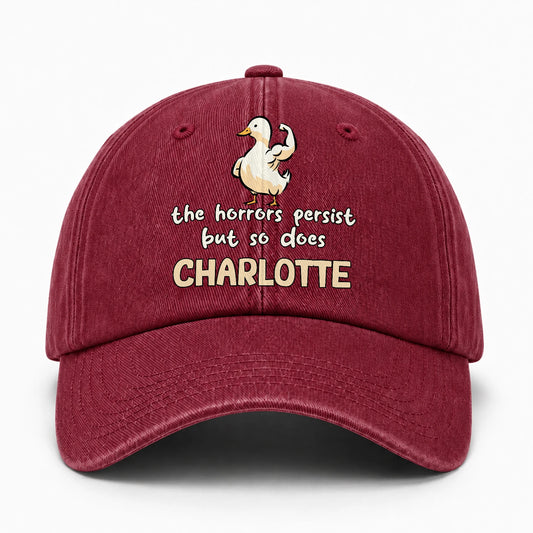 The Horrors Persist But So Does Your Name Funny Goose Burgundy Washed Cap CHARLOTTE 13K1 C126PF