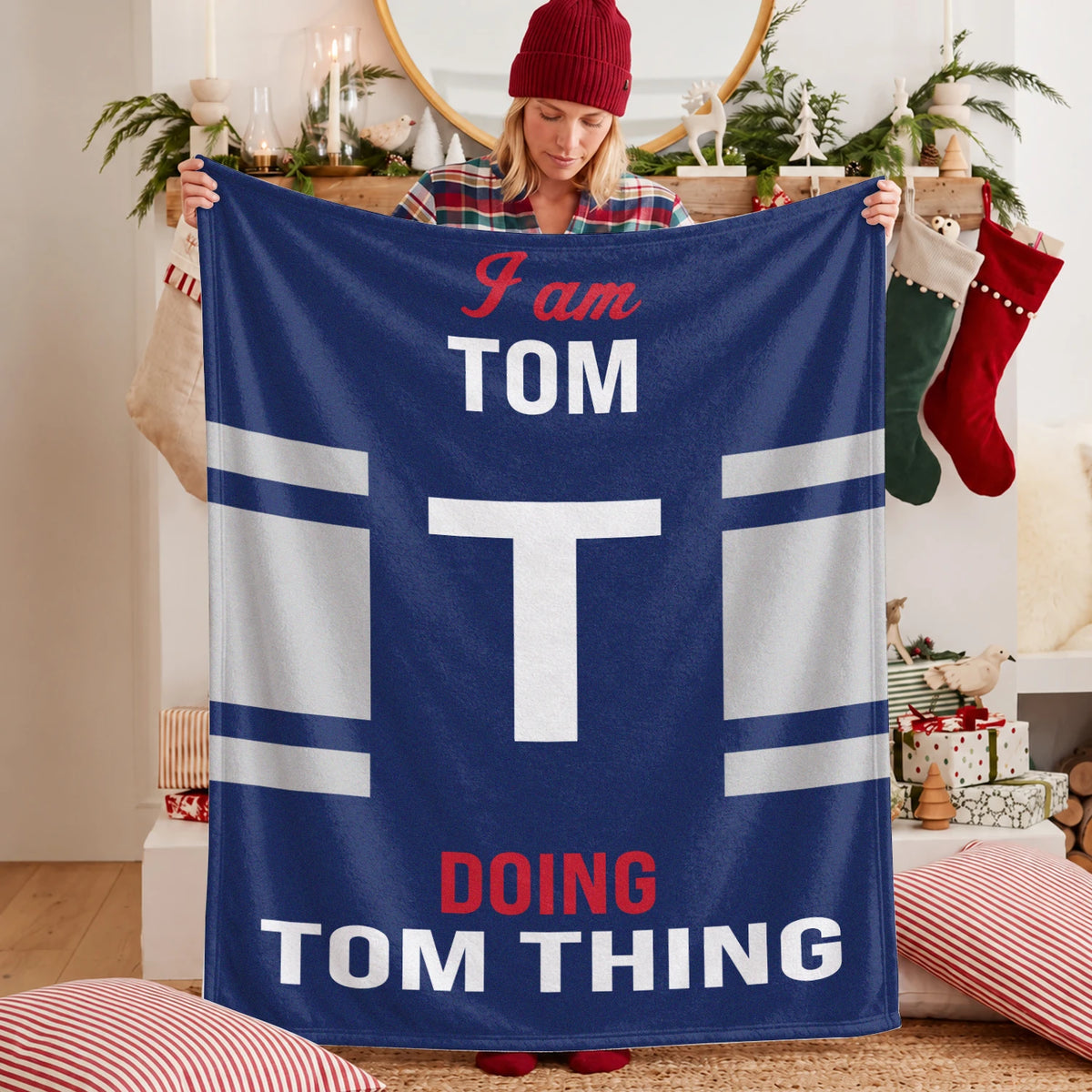 I'm Name Doing Name Things Navy Fleece Blanket TOM 13K1 BK51