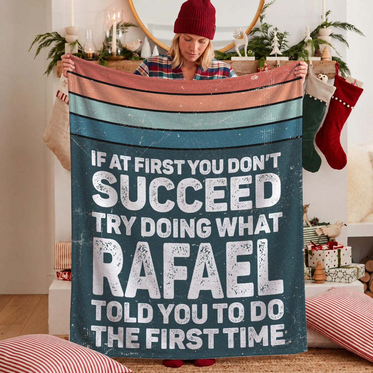 If At First You Don’t Succeed Retro Green Fleece Blanket RAFAEL 13K1 BK29