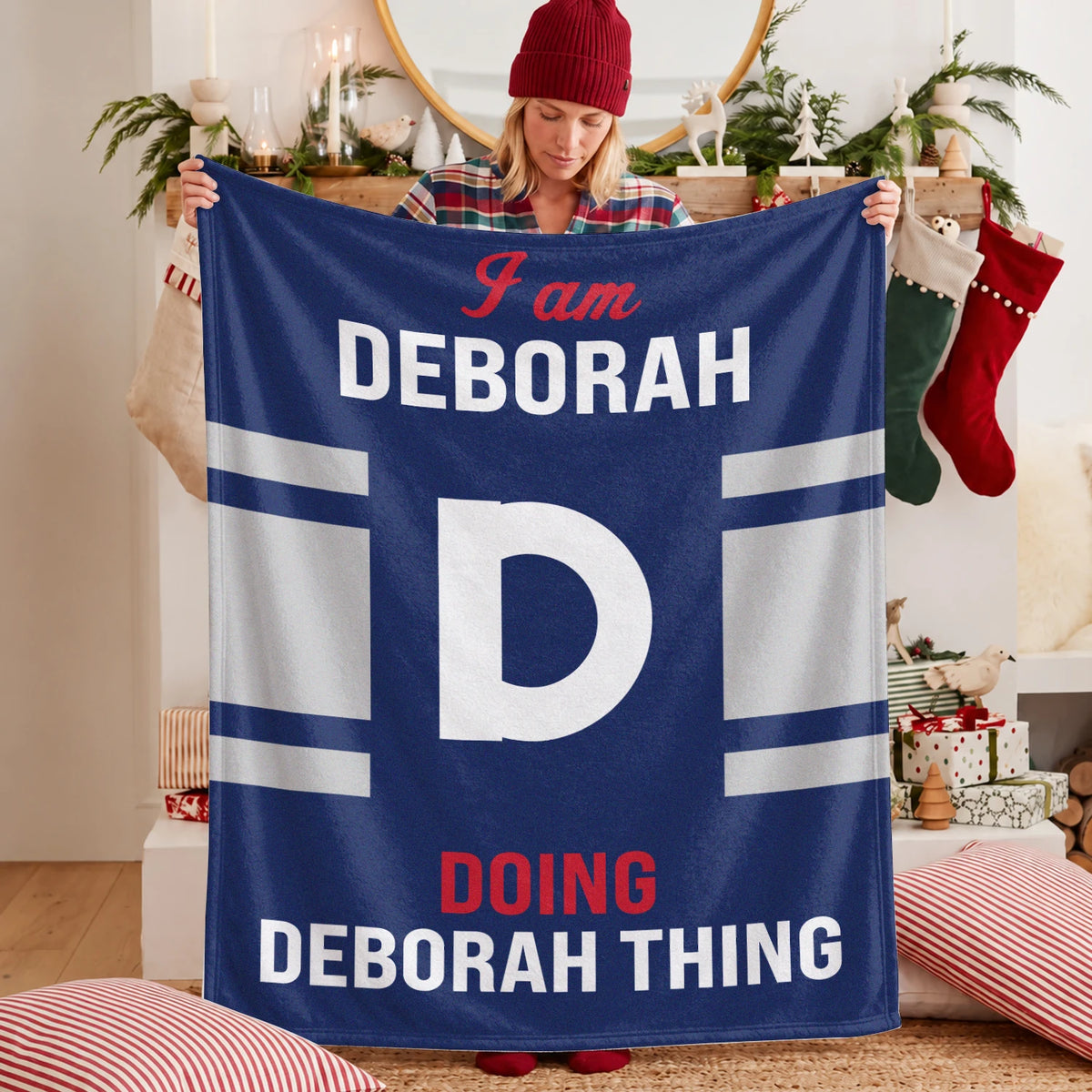 I'm Name Doing Name Things Navy Fleece Blanket DEBORAH 13K1 BK51