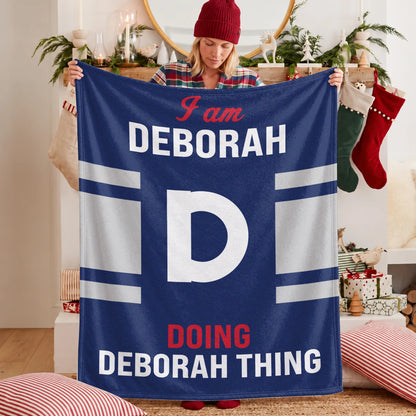 I'm Name Doing Name Things Navy Fleece Blanket DEBORAH 13K1 BK51