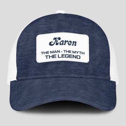 The Man The Myth The Legend Blue Denim Mesh Cap KAREN 13K1 C194PF