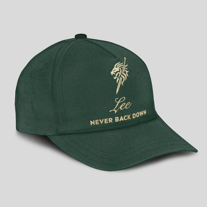 Never Back Down Lion And Sword Sage Green Cap LEE 13K1 C178PF