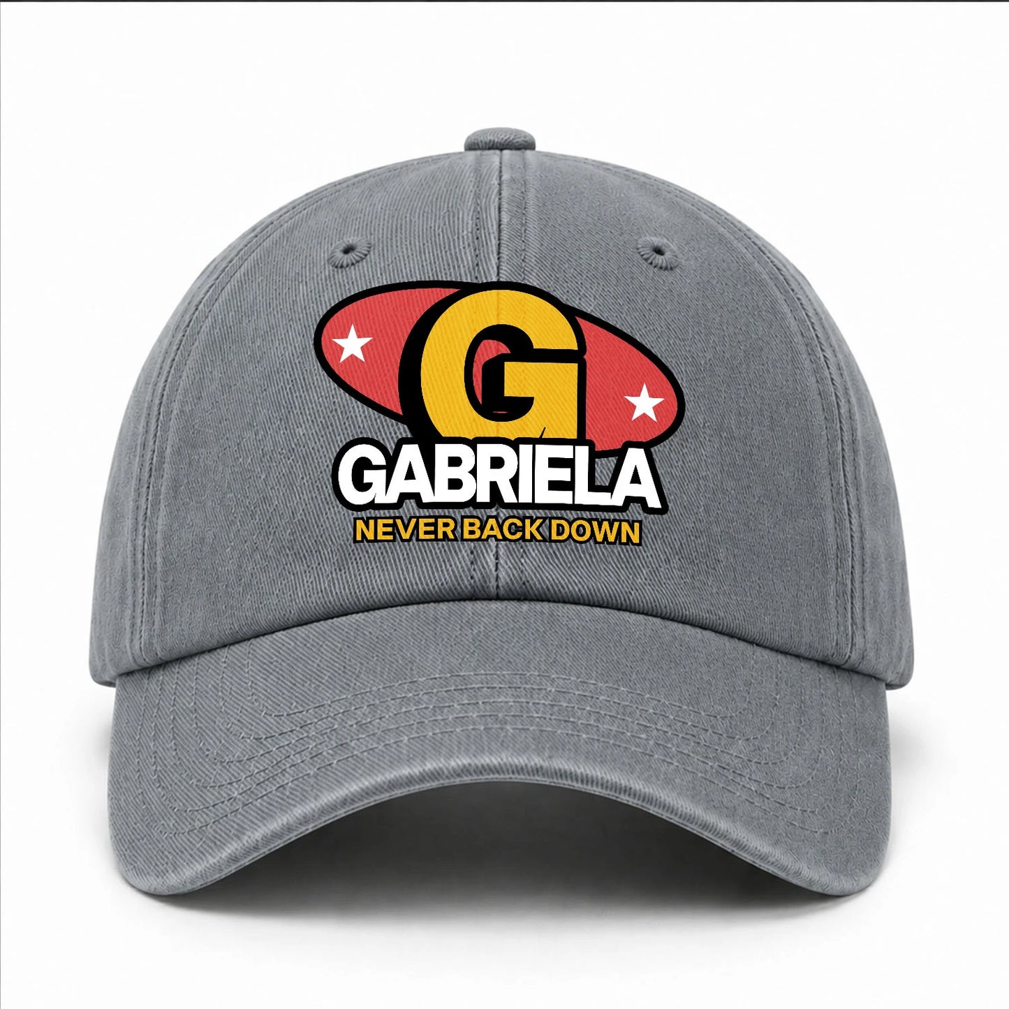 Never Back Down With Your Name And Initial Letter Washed Cap GABRIELA 13K1 C82PF