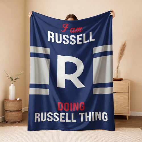 I'm Name Doing Name Things Navy Fleece Blanket RUSSELL 13K1 BK51