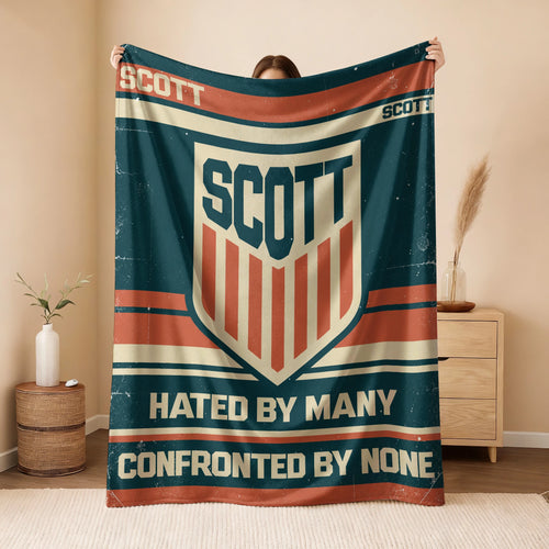 Hated By Many Confronted By None Retro Fleece Blanket SCOTT 13K1 BK58