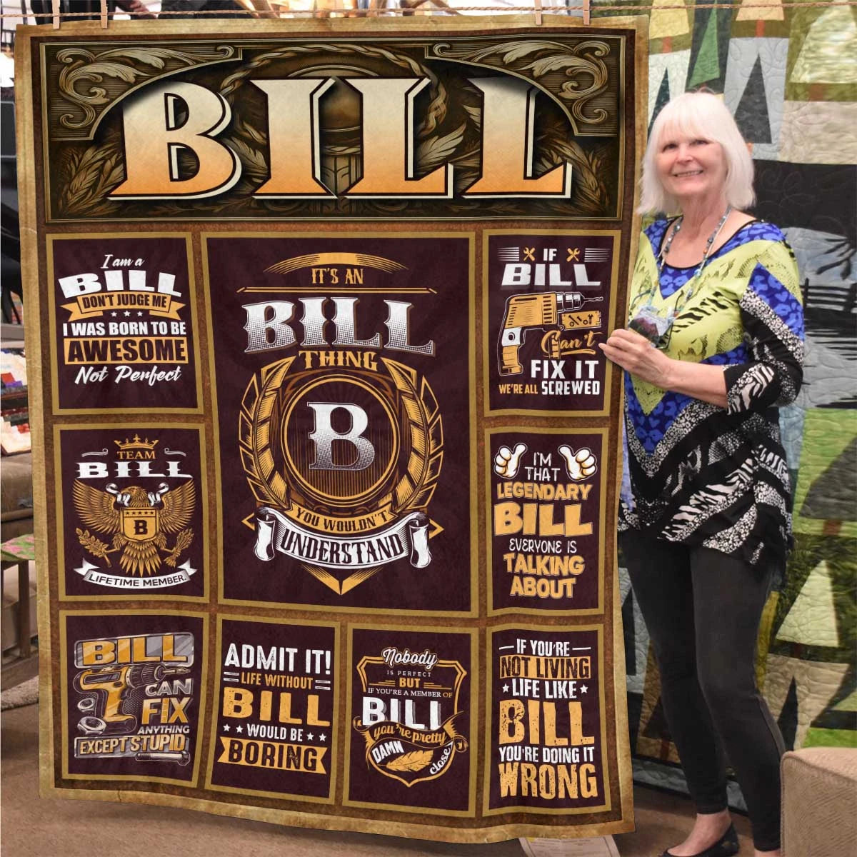 BILL Personalized Blanket | Custom Name Cozy Throw Gift 13K1-BK4
