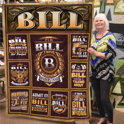 BILL Personalized Blanket | Custom Name Cozy Throw Gift 13K1-BK4