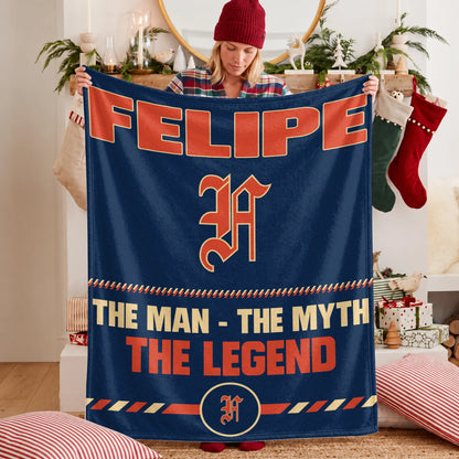 The Man The Myth The Legend Retro Fleece Blanket FELIPE 13K1 BK53