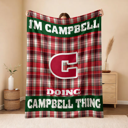 I'm Name Doing Name Things Red Plaid Fleece Blanket CAMPBELL 13K1 BK49